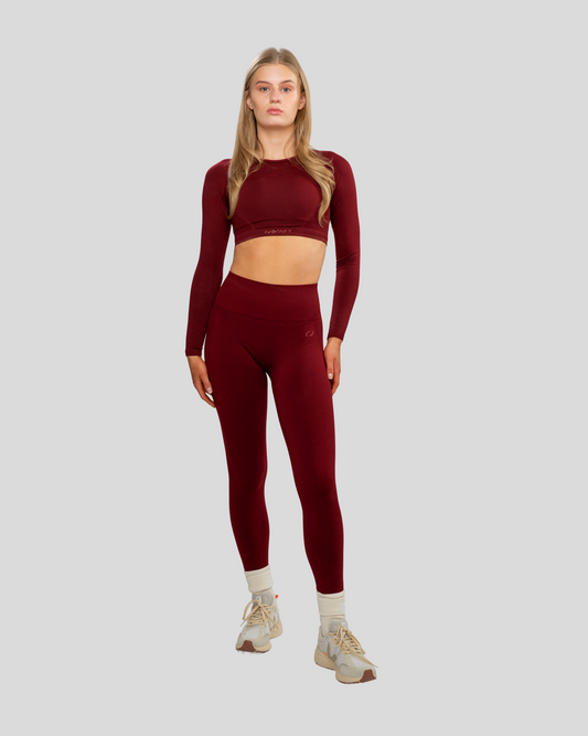 CORE LONG SLEEVE TOP IN  WINE RED